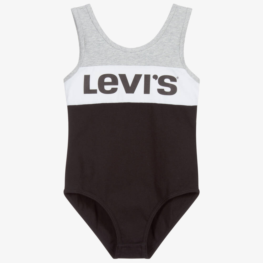 Levi's-Black & Grey Logo Bodysuit | Childrensalon Outlet