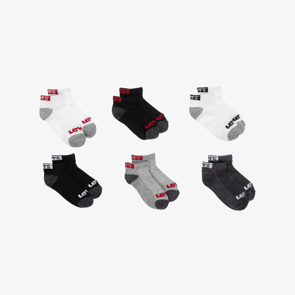 Levi's-Black & Grey Trainer Socks (6 Pack) | Childrensalon Outlet