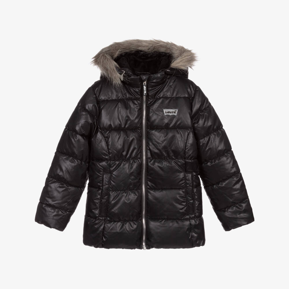 Levi's-Black Padded Puffer Coat | Childrensalon Outlet