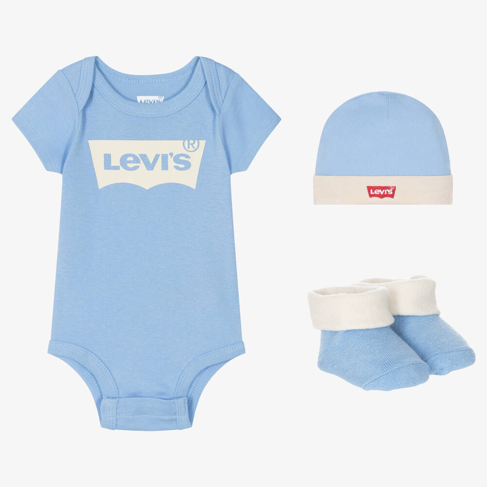 Levi s Blue Cotton Babysuit Set Childrensalon Outlet