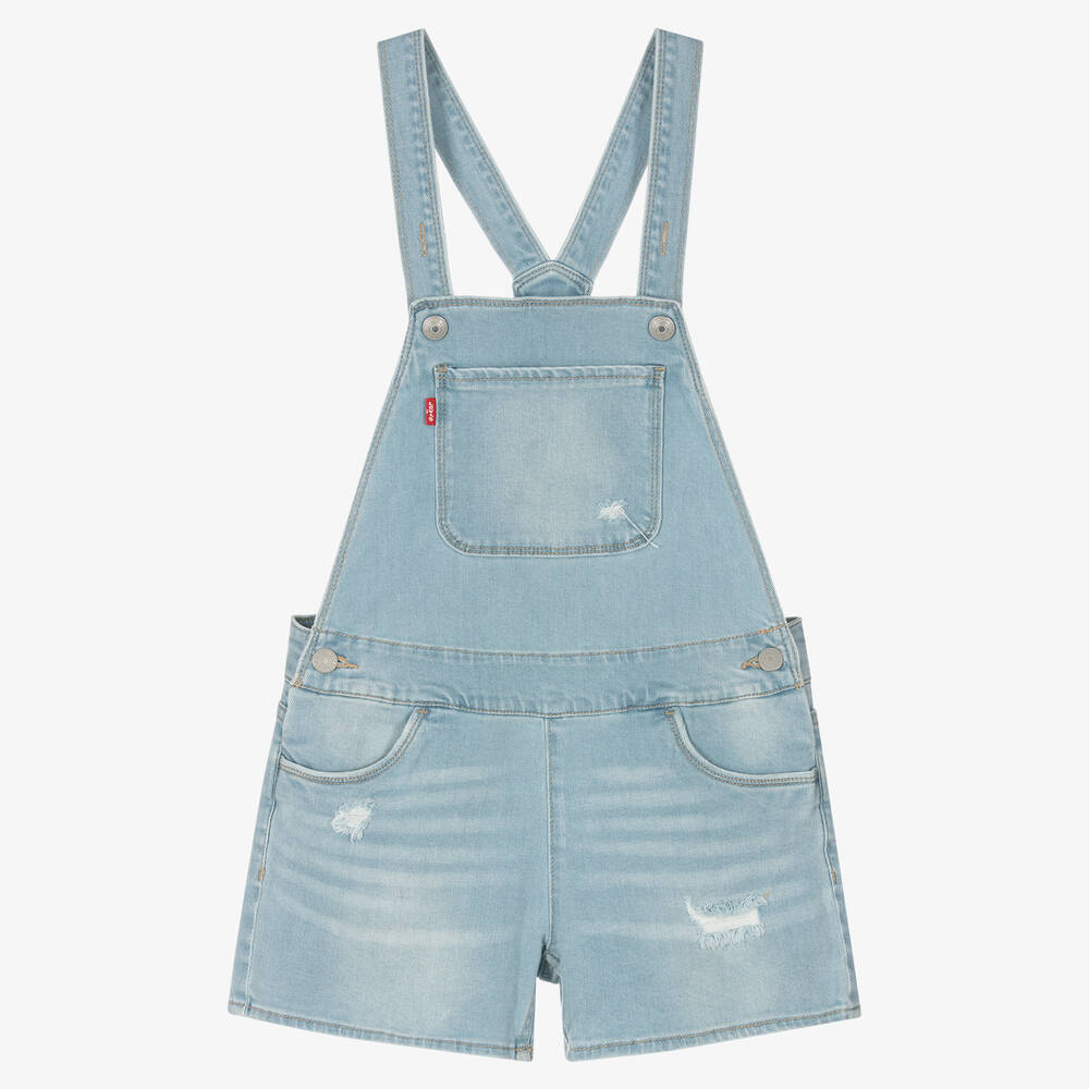 Levi's - Blue Denim Short Dungarees | Childrensalon