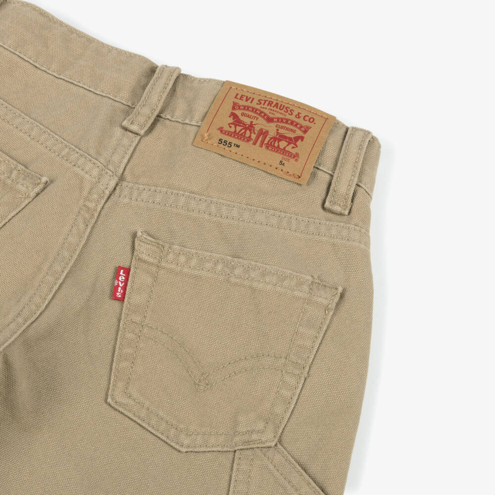 Levi's-Boys Beige Canvas 555 Carpenter Trousers | Childrensalon Outlet