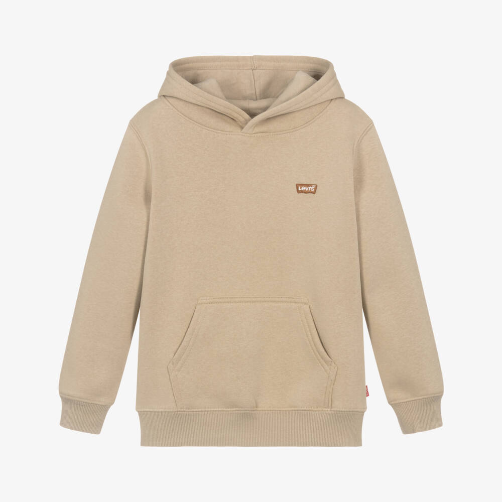 Levi's-Boys Beige Cotton Batwing Logo Hoodie | Childrensalon Outlet