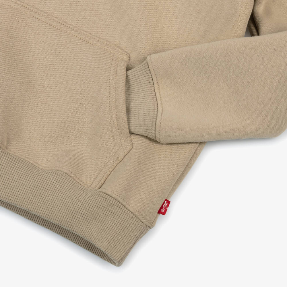 Levi's-Boys Beige Cotton Batwing Logo Hoodie | Childrensalon Outlet