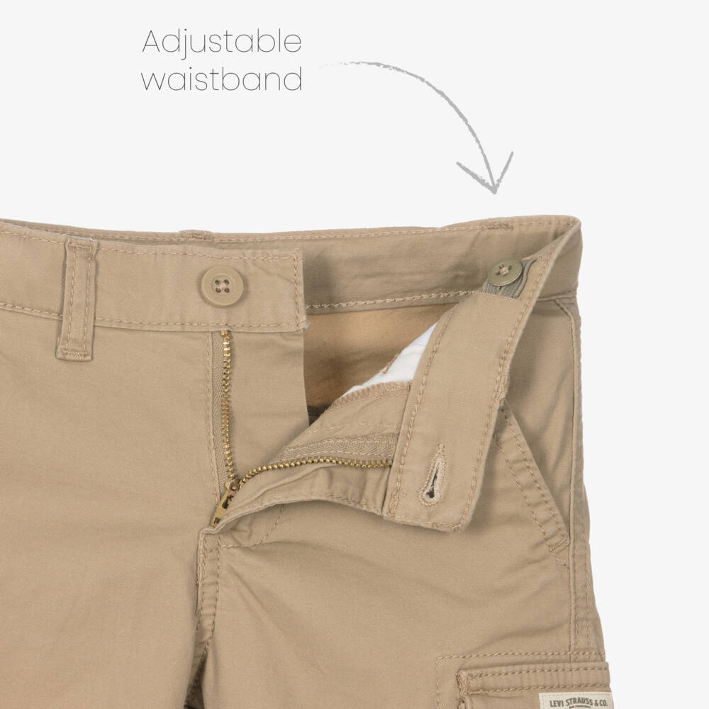 Levi's-Boys Beige Cotton Cargo Shorts | Childrensalon Outlet