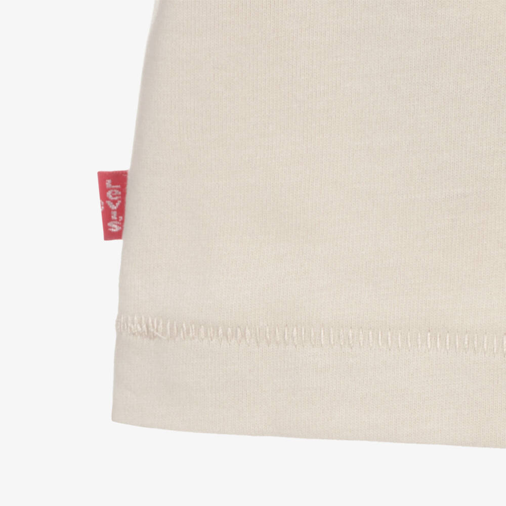 Levi's-Boys Beige T-Shirt with Embroidered Logo | Childrensalon Outlet