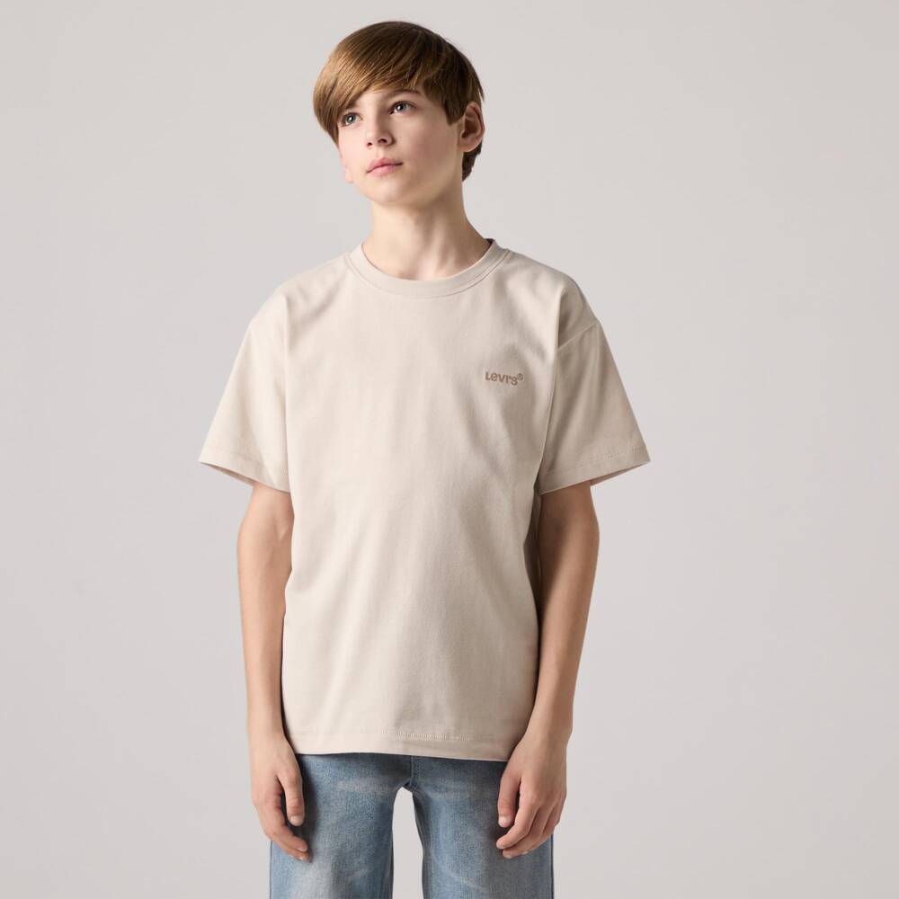 Levi's-Boys Beige T-Shirt with Embroidered Logo | Childrensalon Outlet