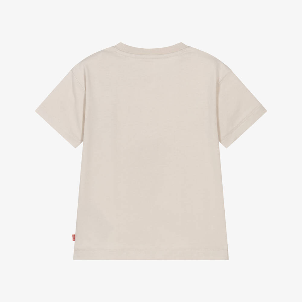 Levi's-Boys Beige T-Shirt with Embroidered Logo | Childrensalon Outlet