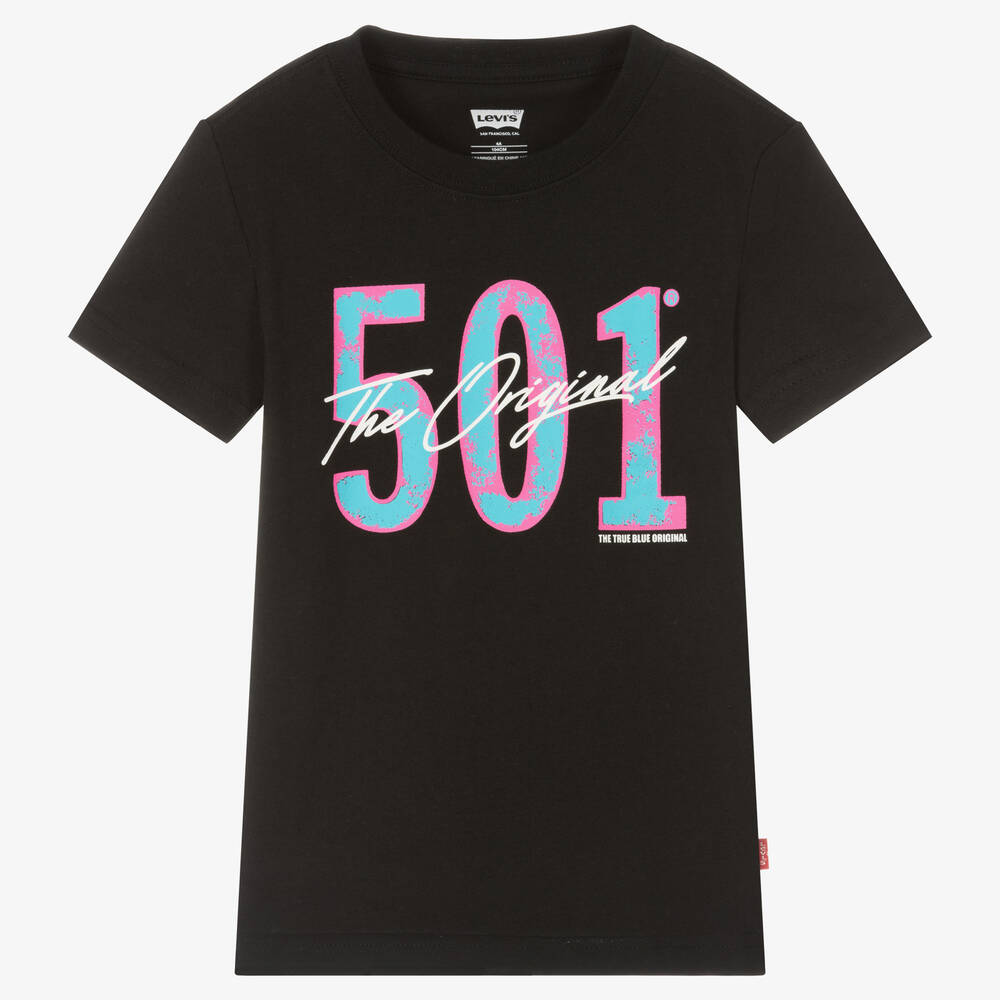 Levi's - Boys Black 501 Cotton T-Shirt | Childrensalon