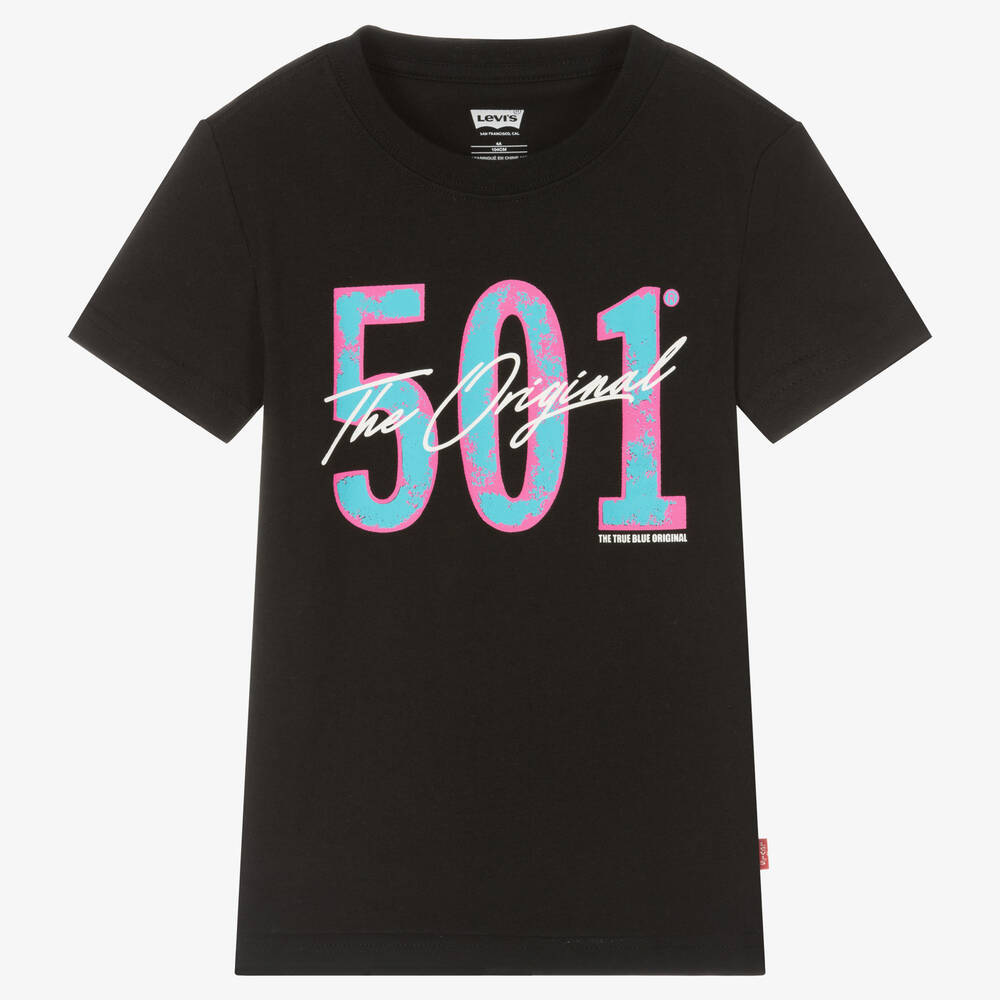 Levi's-Boys Black 501 Cotton T-Shirt | Childrensalon Outlet