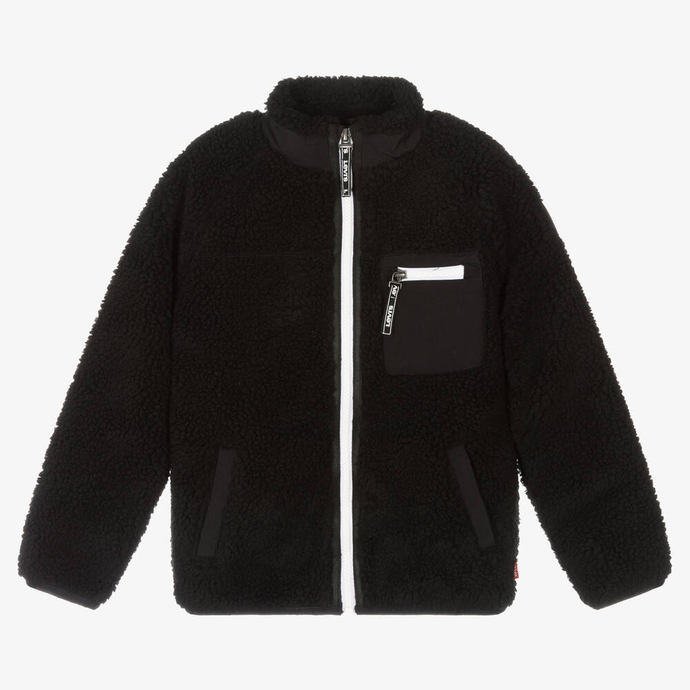 Boys black fleece jacket discount