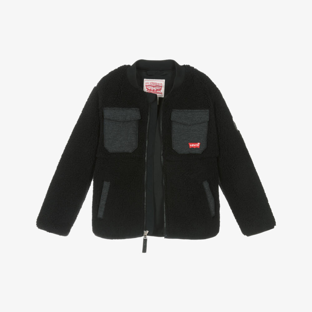 Levi's-Boys Black Sherpa Zip-Up Jacket | Childrensalon Outlet