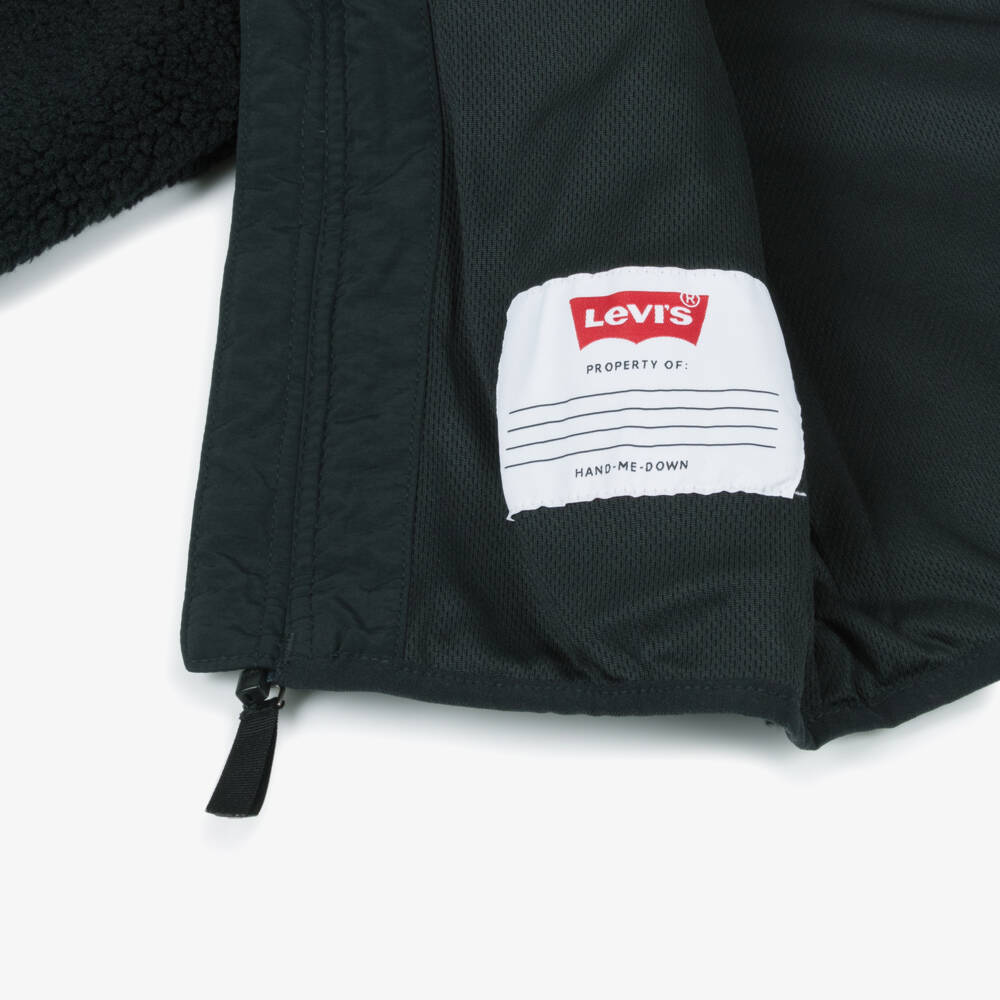 Levi's-Boys Black Sherpa Zip-Up Jacket | Childrensalon Outlet