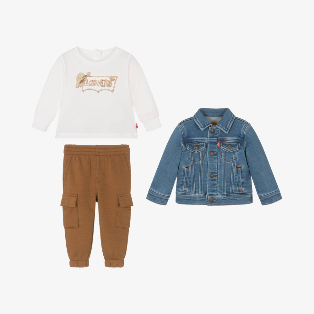 Levi's-Boys Blue & Brown Cozy Ensemble | Childrensalon Outlet