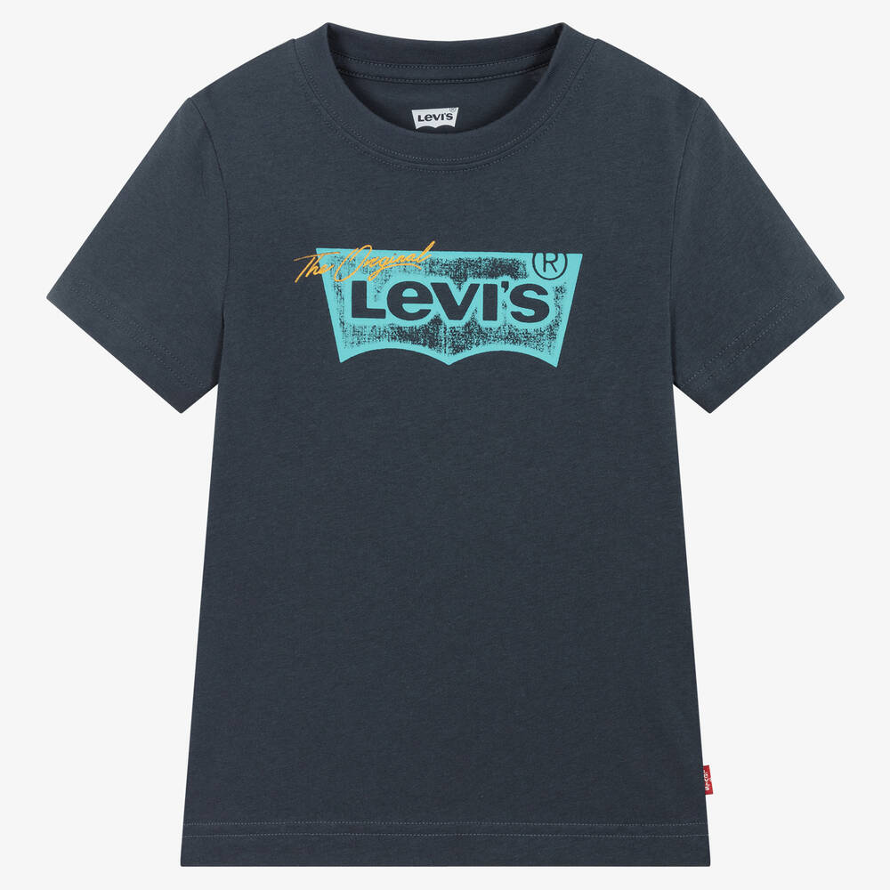 Levi's-Boys Blue Cotton Batwing Logo T-Shirt | Childrensalon Outlet