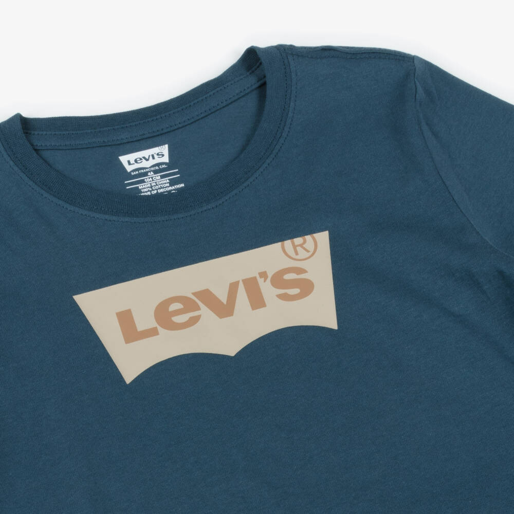 Levi's-Boys Blue Cotton Batwing Logo T-Shirt | Childrensalon Outlet
