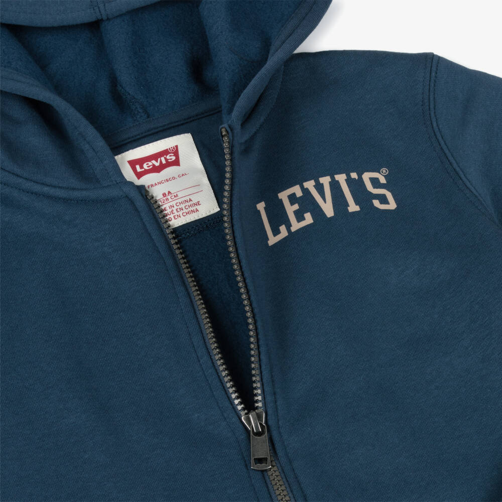 Levi's-Boys Blue Cotton Logo Zip-Up Top | Childrensalon Outlet
