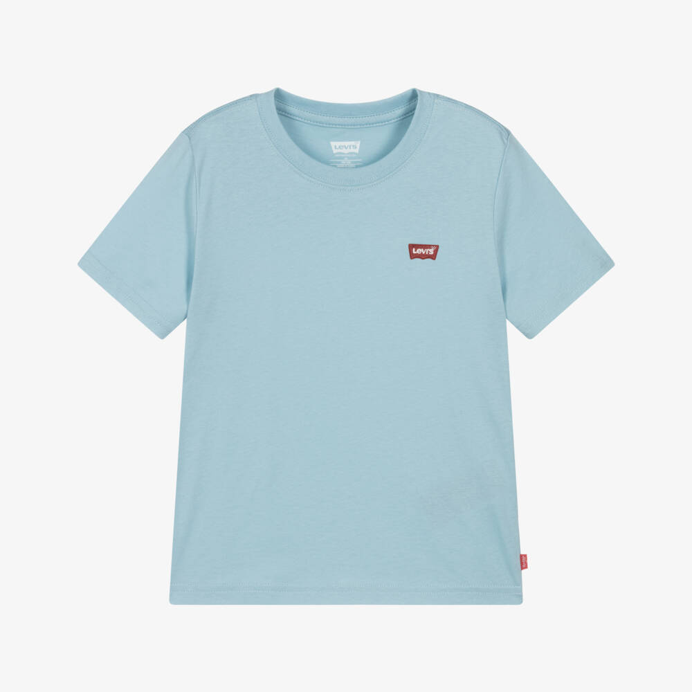 Levi's-Boys Blue Cotton T-Shirt with Embroidered Batwing Logo | Childrensalon Outlet