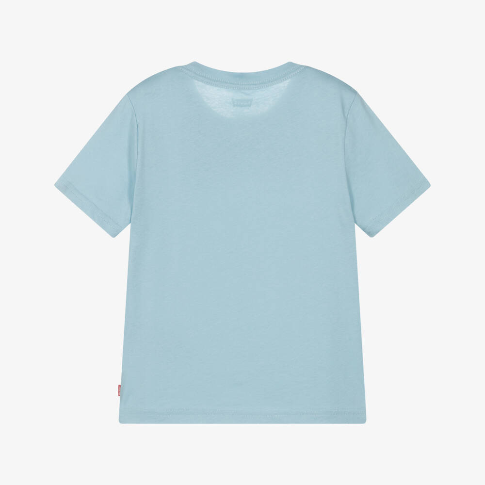 Levi's-Boys Blue Cotton T-Shirt with Embroidered Batwing Logo | Childrensalon Outlet