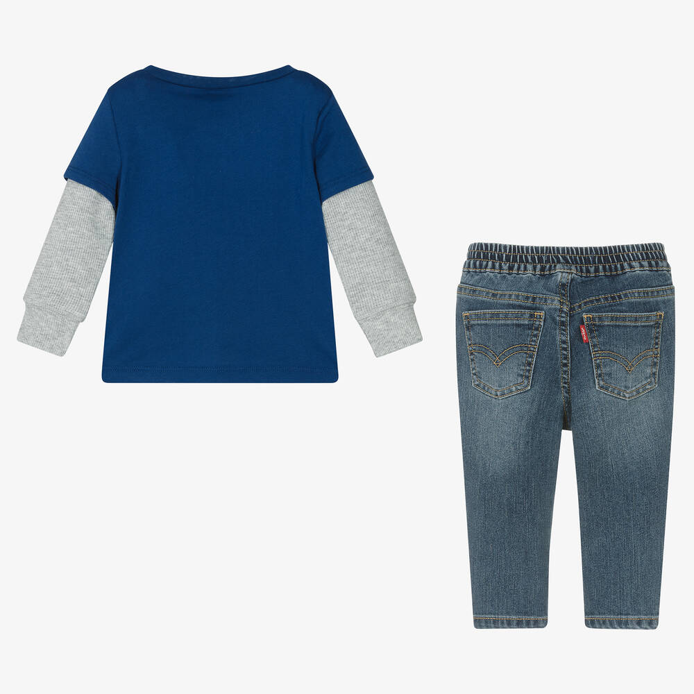 Levi's-Boys Blue Cotton Top & Trouser Set | Childrensalon Outlet