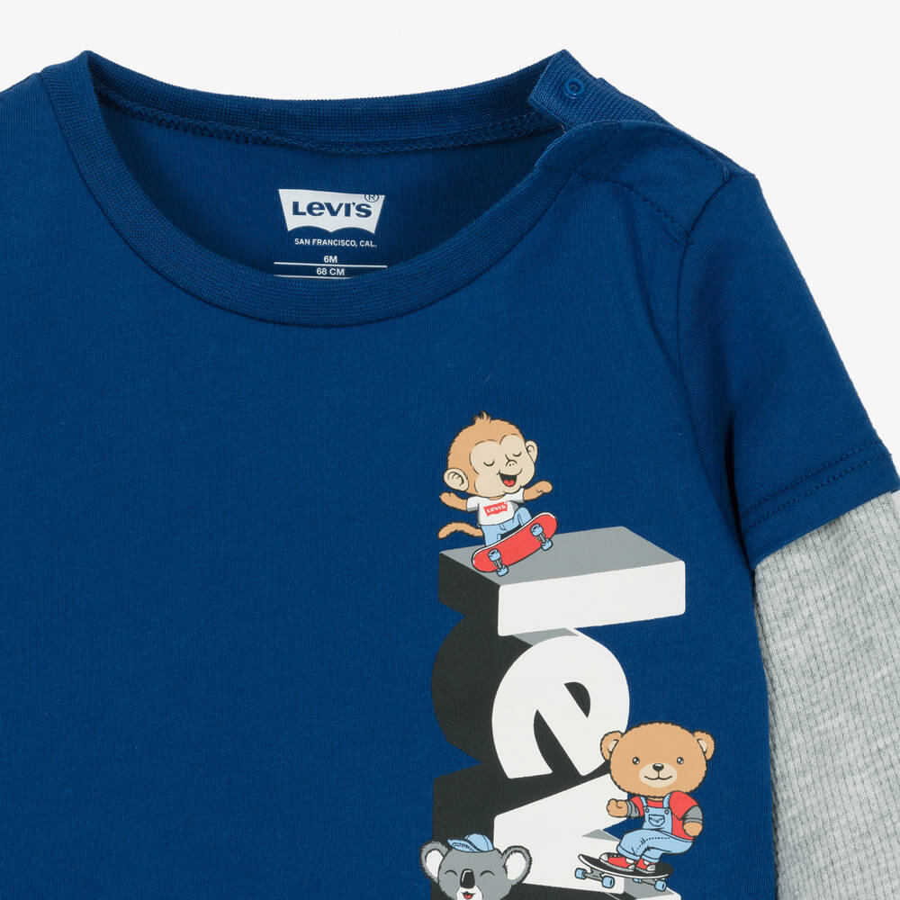 Levi's-Boys Blue Cotton Top & Trouser Set | Childrensalon Outlet