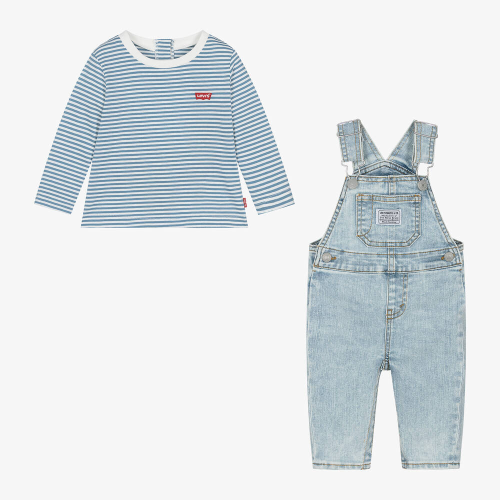 Levi's-Boys Blue Denim Dungaree Set | Childrensalon Outlet