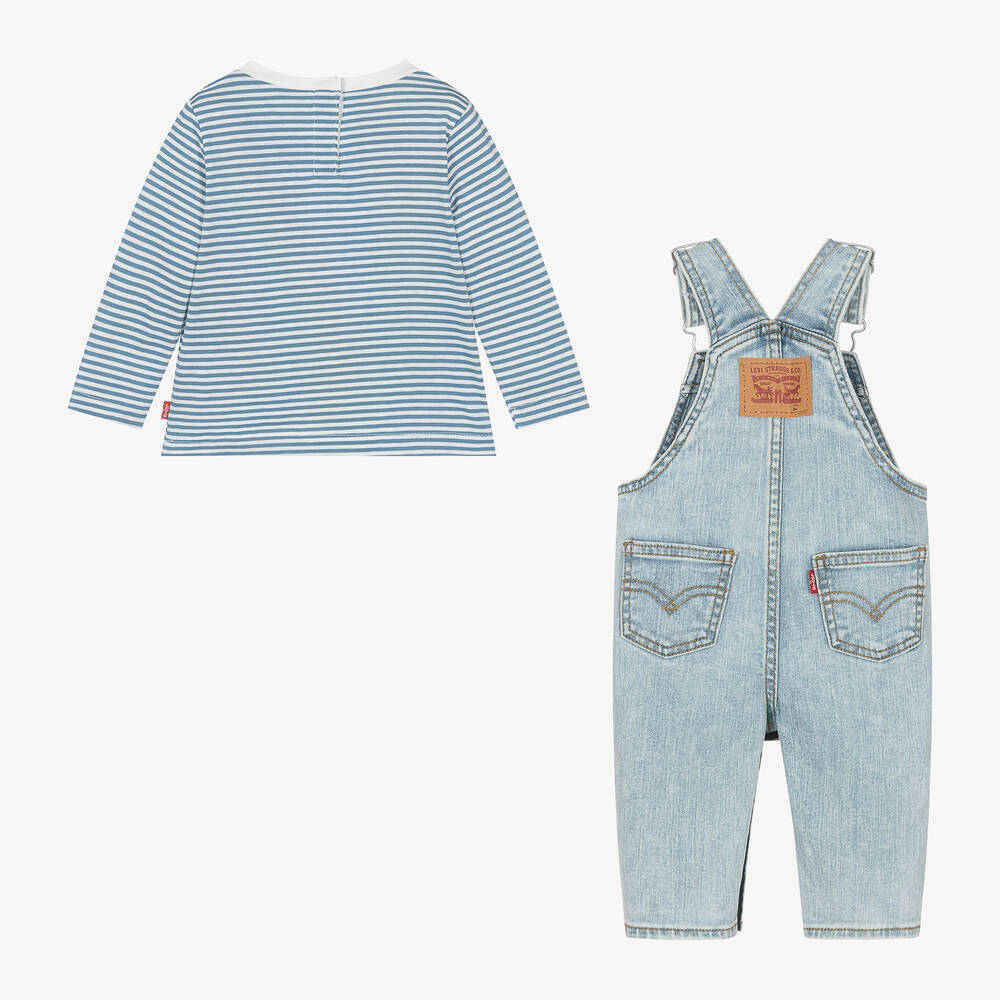 Levi's-Boys Blue Denim Dungaree Set | Childrensalon Outlet