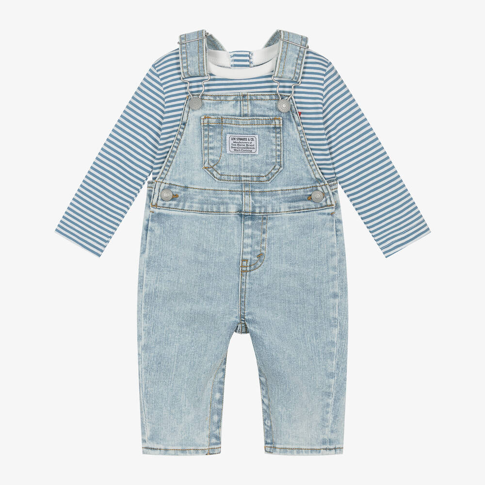 Levi's-Boys Blue Denim Dungaree Set | Childrensalon Outlet