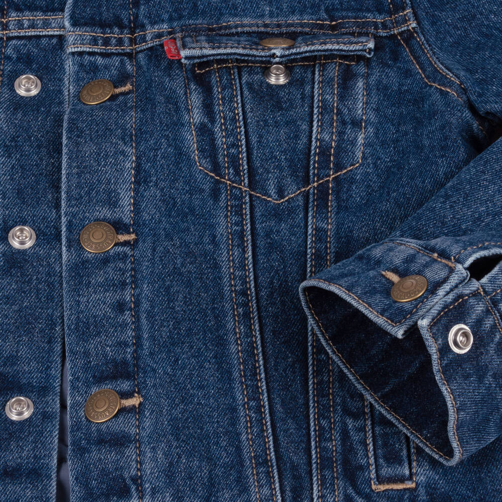 Levi's-Boys Blue Denim Jacket with Contrast Collar | Childrensalon Outlet