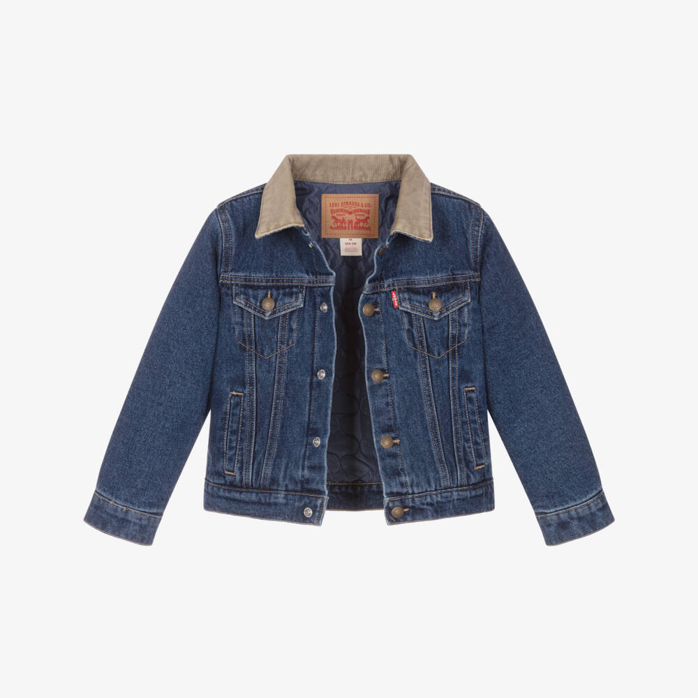 Levi's-Boys Blue Denim Jacket with Contrast Collar | Childrensalon Outlet