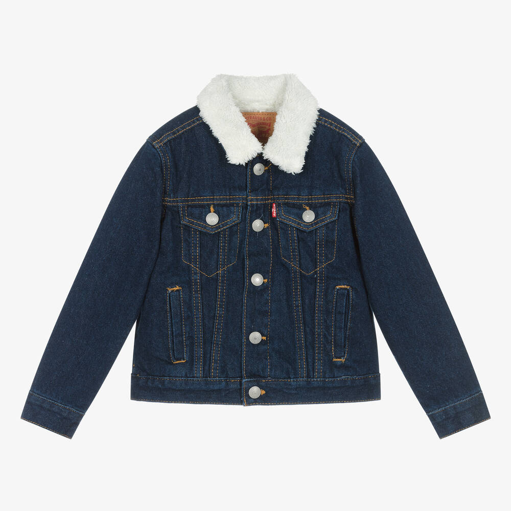 Levi's - Boys Blue Fleece Lined Denim Jacket | Childrensalon