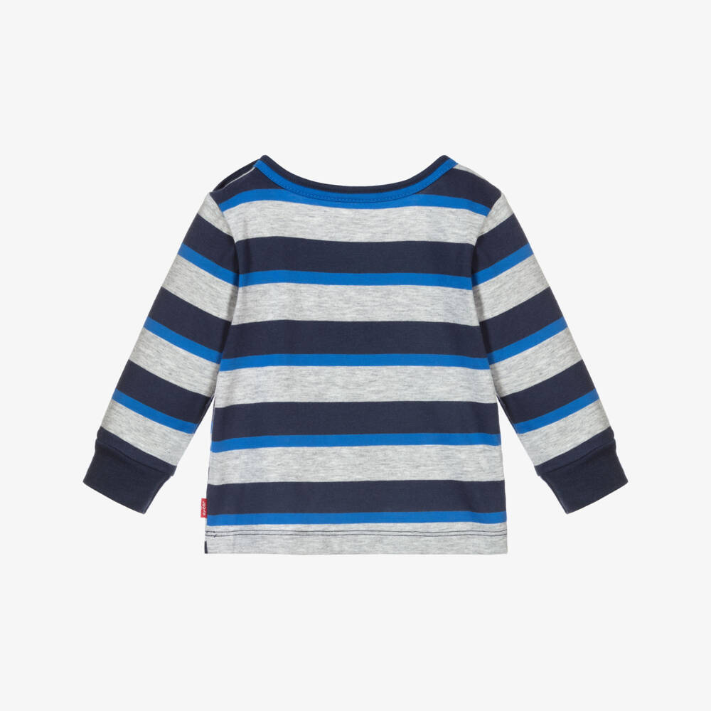Levi's-Boys Blue & Grey Stripe Top | Childrensalon Outlet