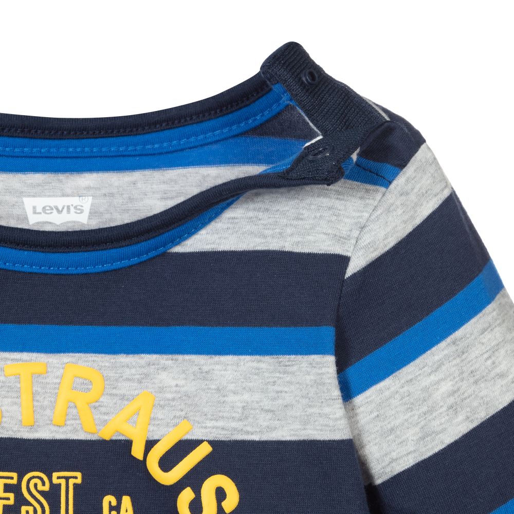 Levi's-Boys Blue & Grey Stripe Top | Childrensalon Outlet