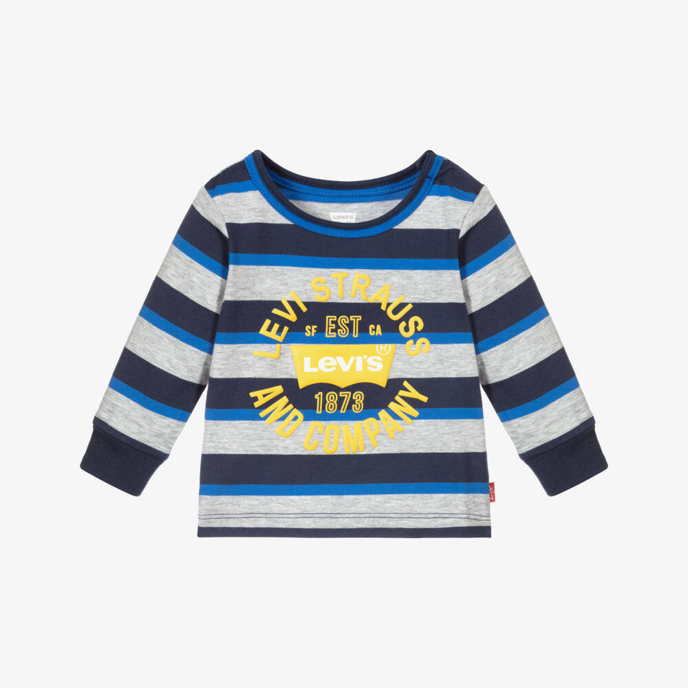 Levi's-Boys Blue & Grey Stripe Top | Childrensalon Outlet