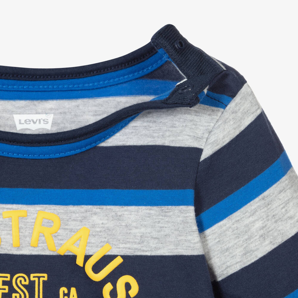 Levi's-Boys Blue & Grey Stripe Top | Childrensalon Outlet