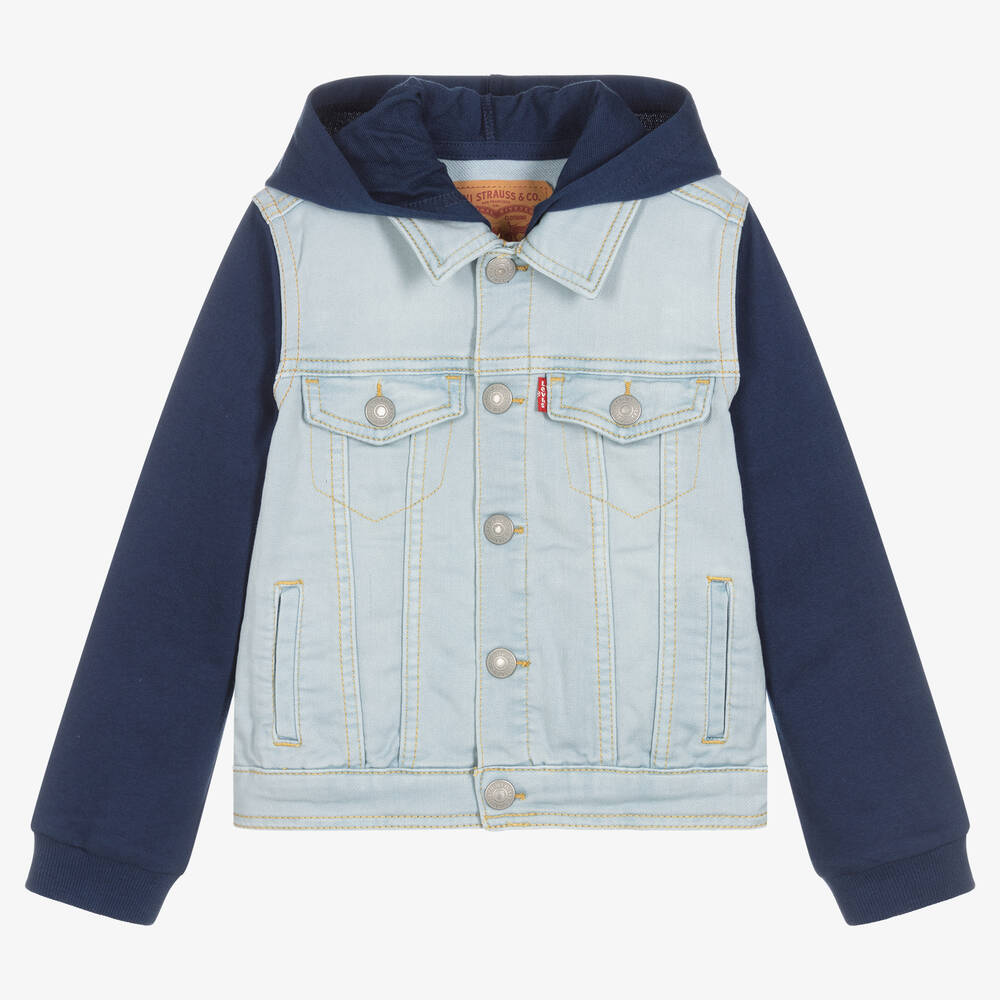 Levi's - Синяя куртка из джерси и денима с капюшоном | Childrensalon