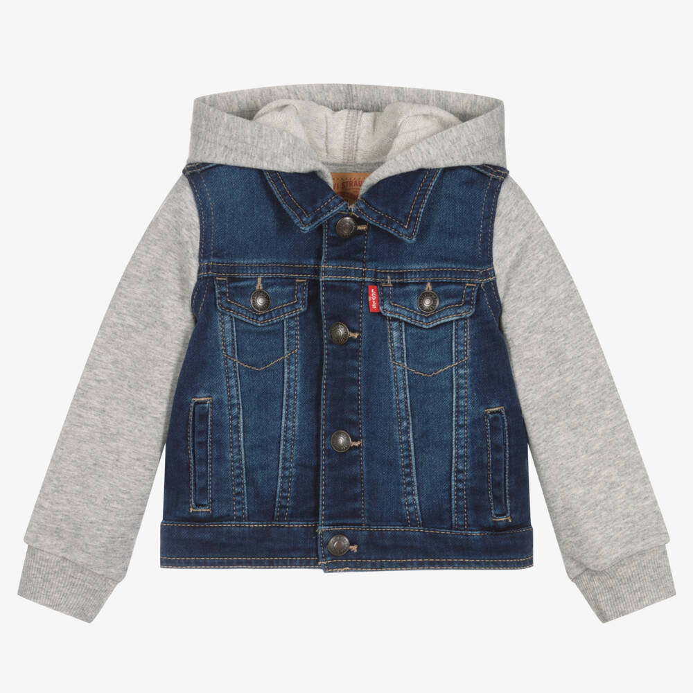 Levi's-Boys Blue Hooded Denim & Jersey Jacket | Childrensalon Outlet