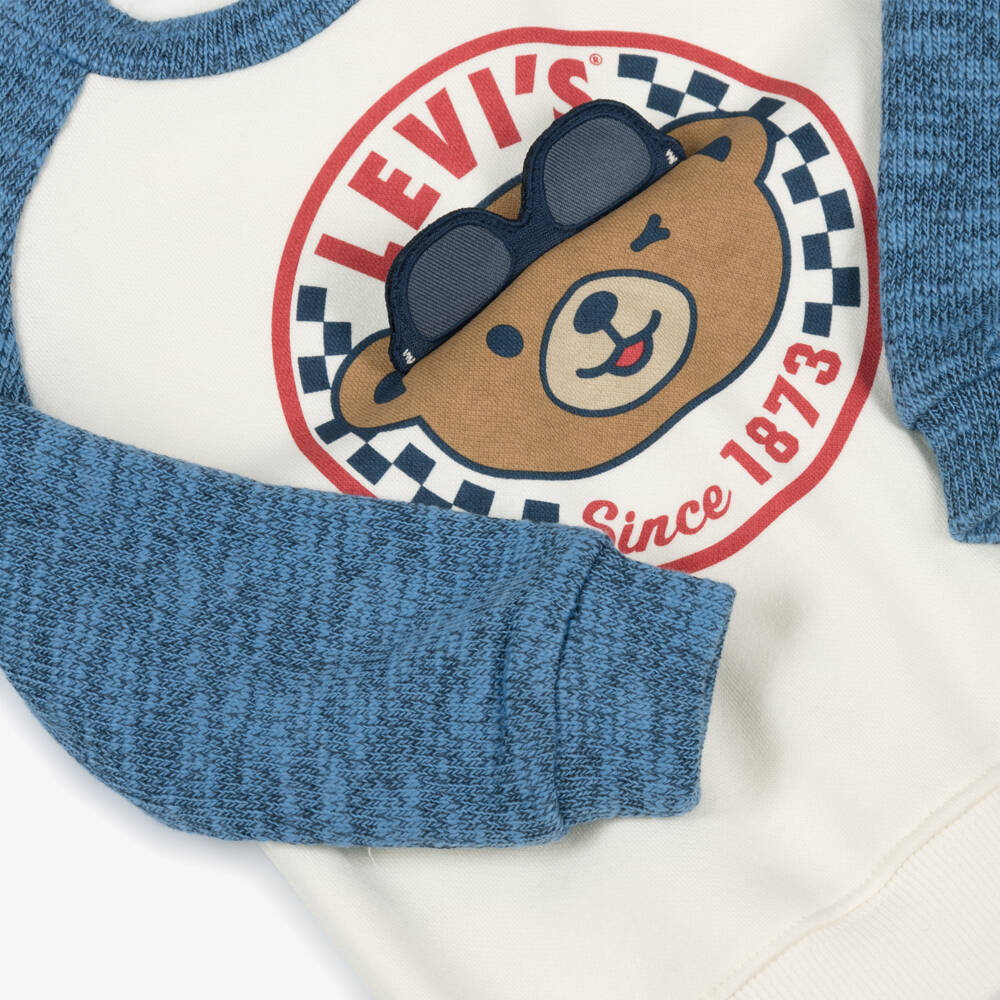 Levi's-Boys Blue & Ivory Sweatshirt & Denim Trouser Set | Childrensalon Outlet