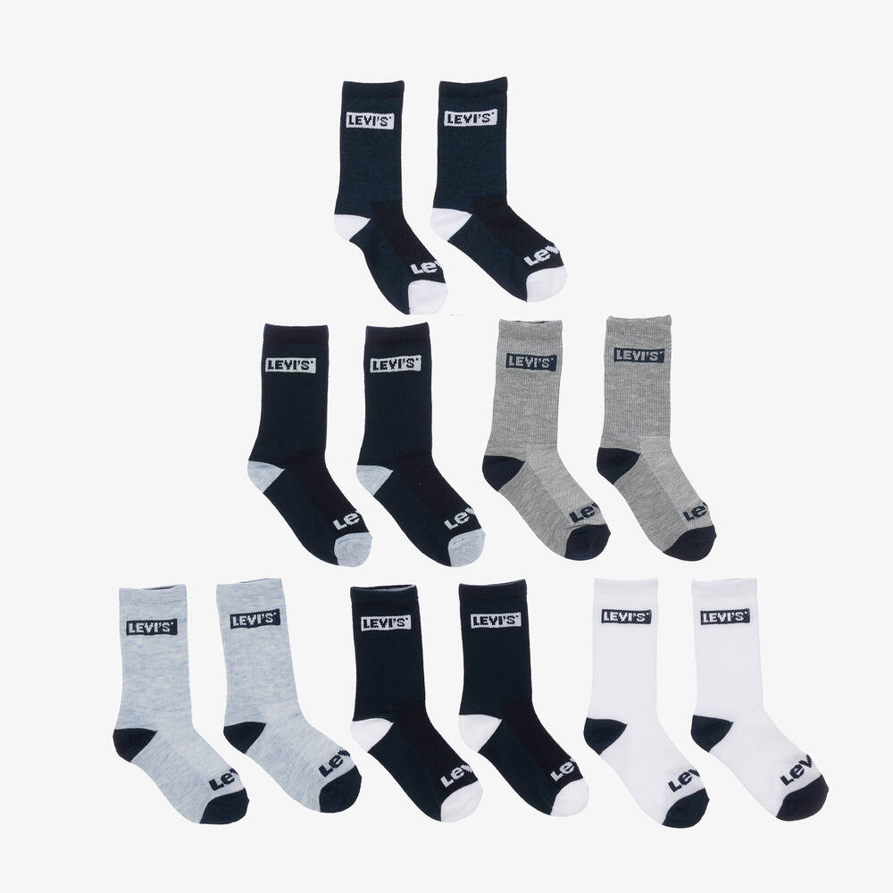 Levi's - Boys Blue Logo Ankle Socks (6 Pack) | Childrensalon