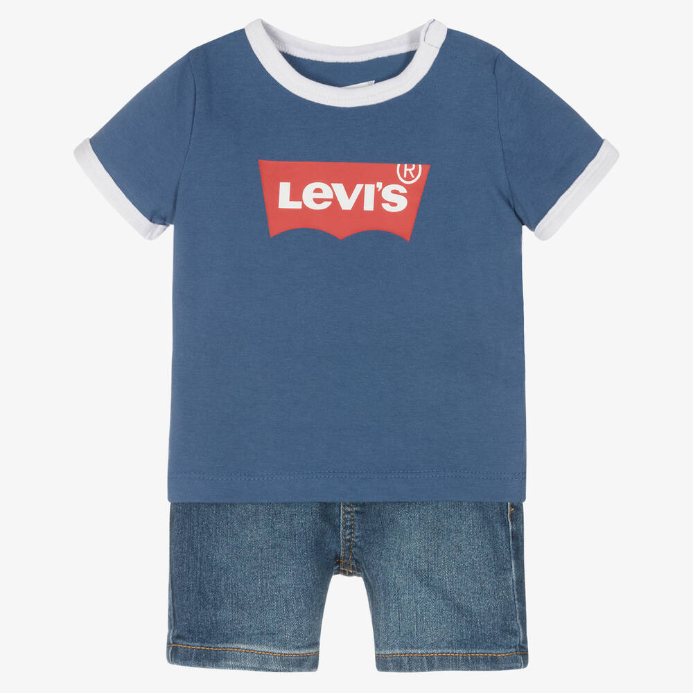 Levi's - Boys Blue Logo Top & Shorts Set | Childrensalon