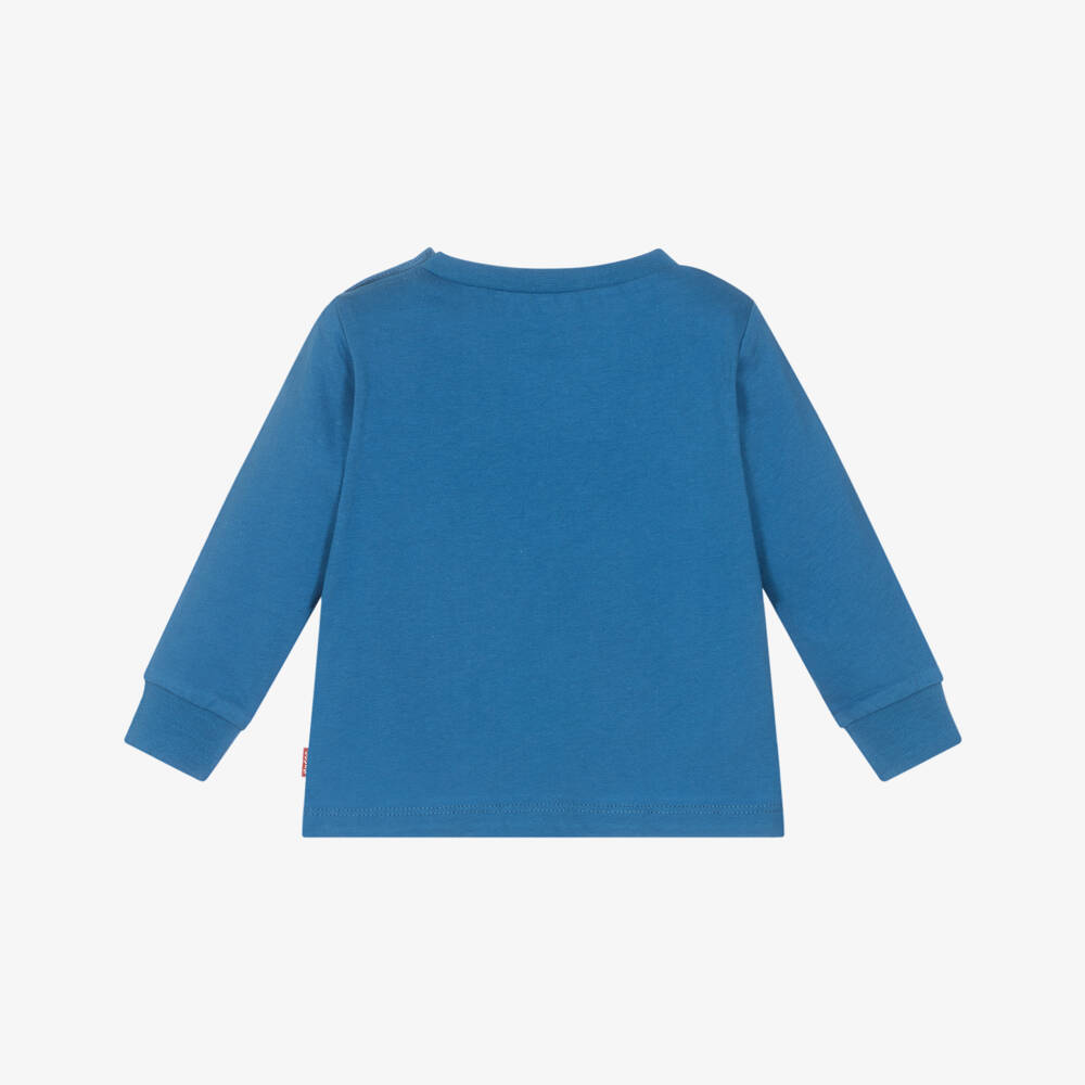 Levi's-Boys Blue Long Sleeve Batwing Logo Top | Childrensalon Outlet