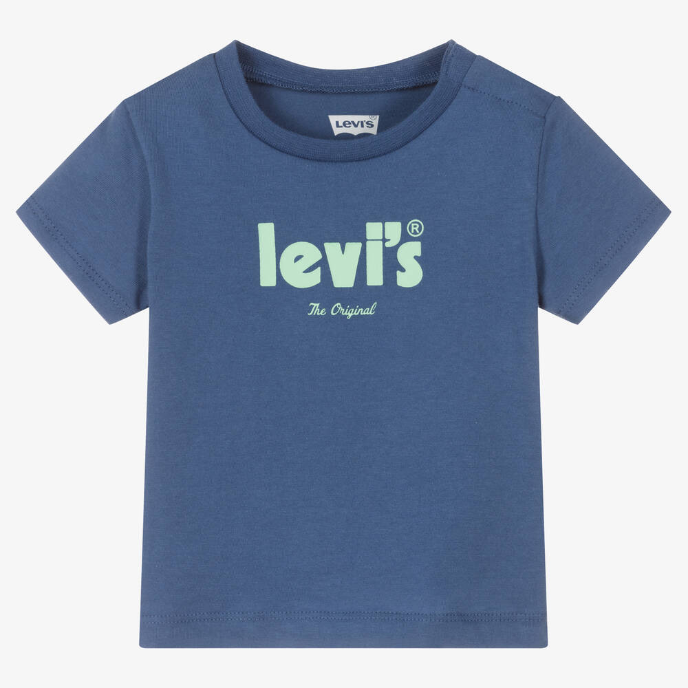 Levi's - تيشيرت أطفال ولادي قطن عضوي جيرسي لون أزرق | Childrensalon