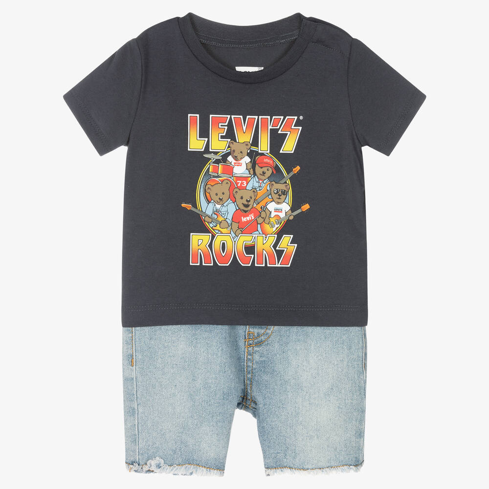 Levi's - Blaues Print-Top & Shorts Set | Childrensalon