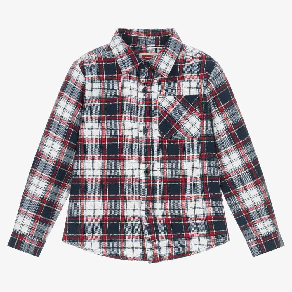 Levi's - Chemise coton bleu rouge à carreaux | Childrensalon