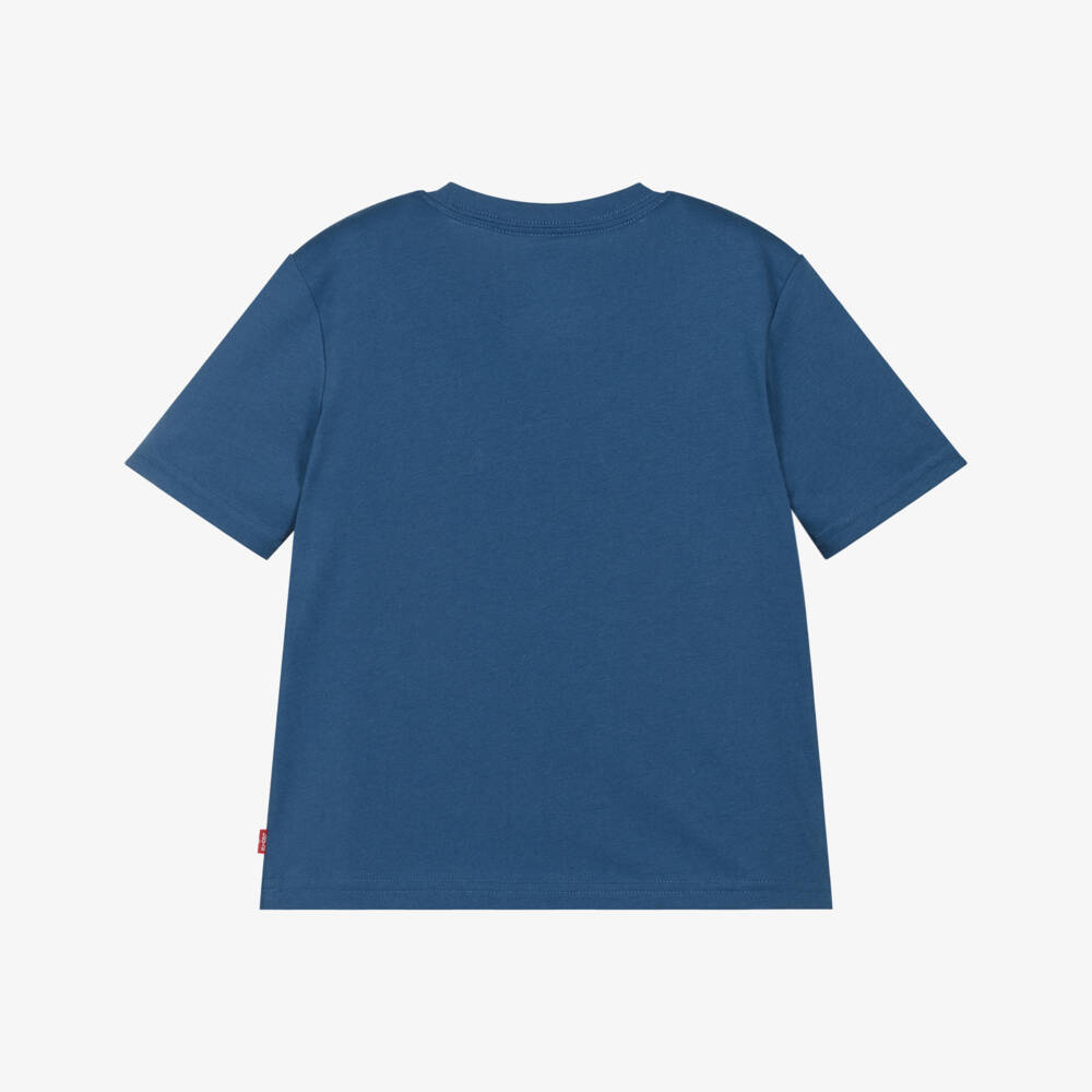 Levi's-Boys Blue T-Shirt with Pizza Batwing Print | Childrensalon Outlet