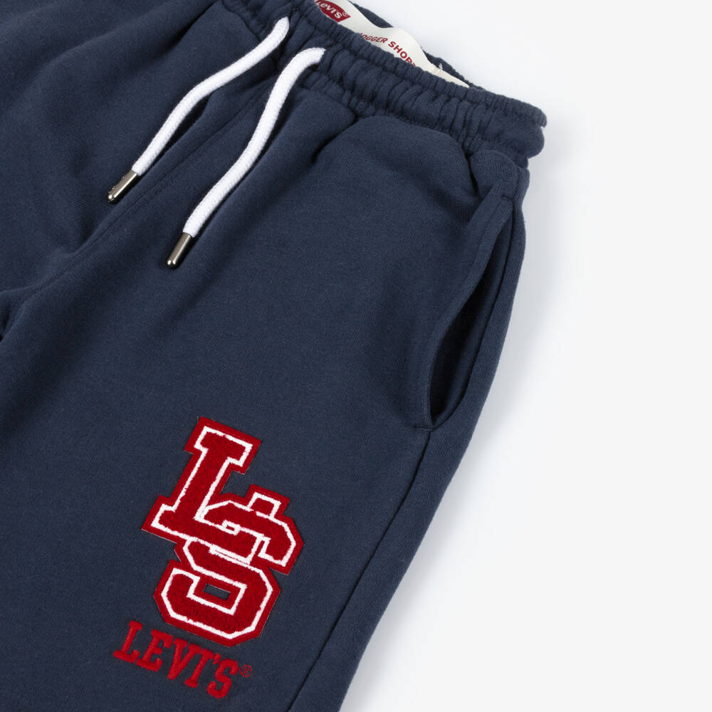 Levi's-Boys Blue Varsity Logo Knit Shorts | Childrensalon Outlet