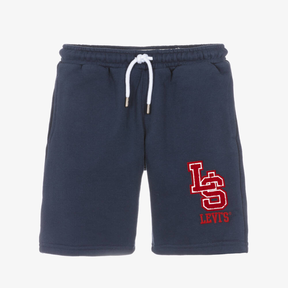 Levi's-Boys Blue Varsity Logo Knit Shorts | Childrensalon Outlet