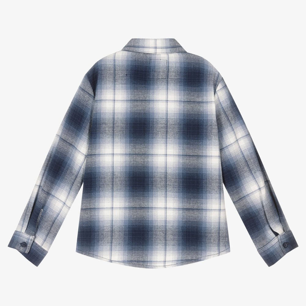 Levi's-قميص مزيج قطن كاروهات لون أزرق وأبيض للأولاد | Childrensalon Outlet