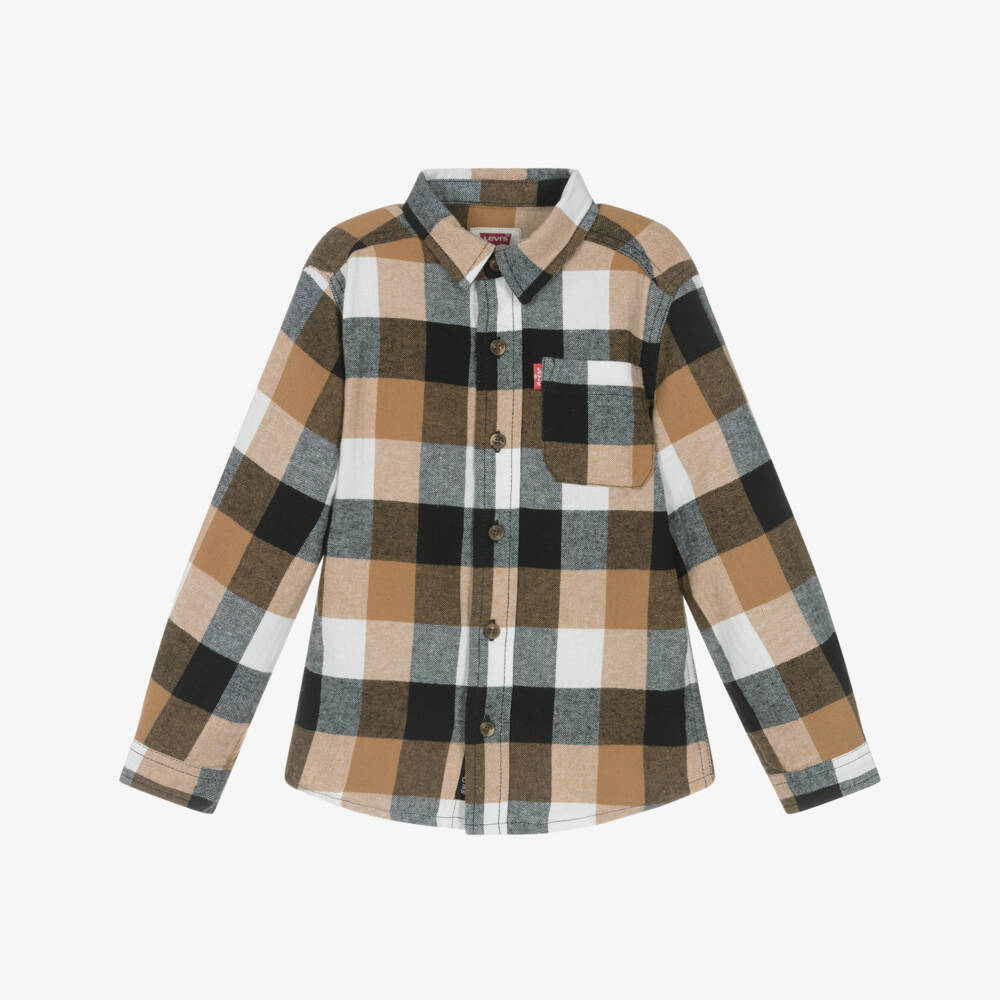 Levi's-Boys Brown & Black Check Cotton Shirt | Childrensalon Outlet