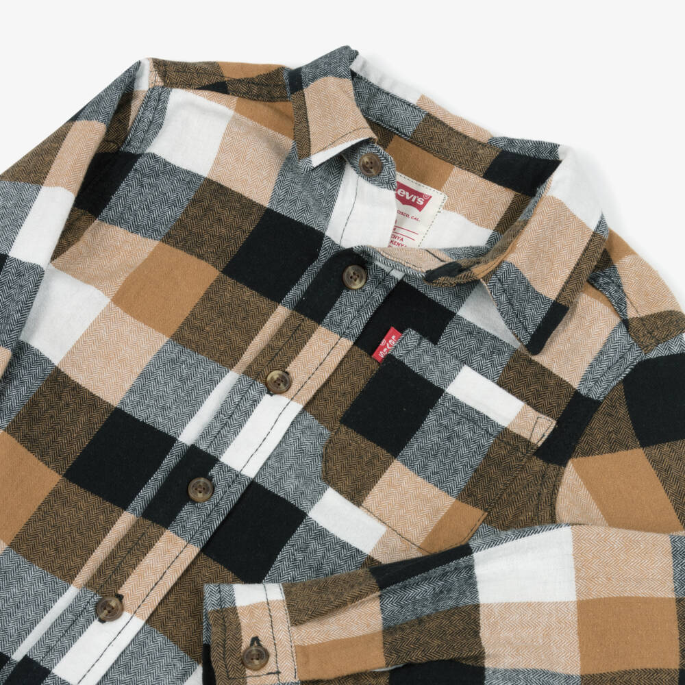 Levi's-Boys Brown & Black Check Cotton Shirt | Childrensalon Outlet